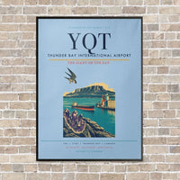 Thumbnail for Thunder Bay International Airport YQT vertical canvas print - framed - light blue background