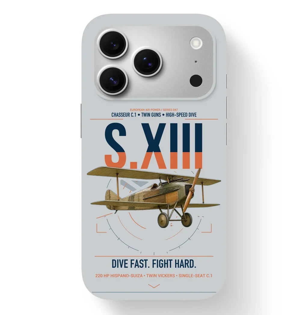 SPAD S.XIII C.1 design on light gray magsafe iphone case, for iPhone 17 Pro