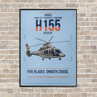 Thumbnail for Airbus H155 EC155 B1 vertical canvas print - framed - light blue background