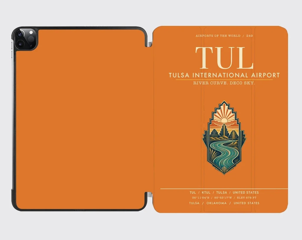 Tulsa International Airport (TUL) design on orange ipad tablet case