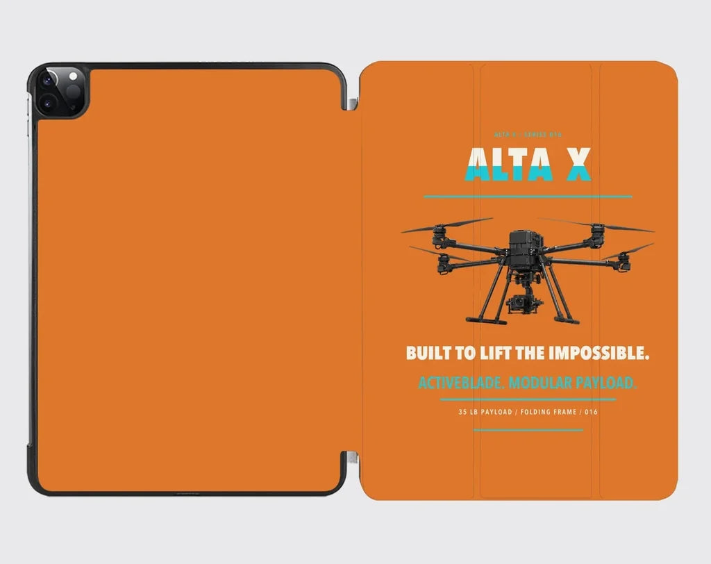 Freefly Alta X design on orange ipad tablet case