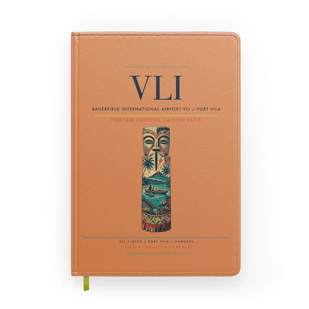 Bauerfield International Airport (VLI) design on orange notebook