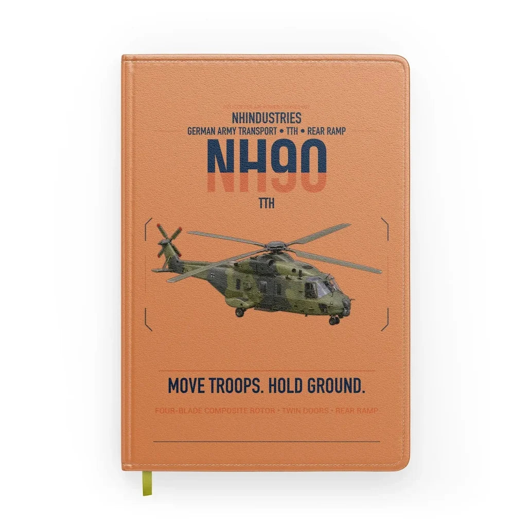 NHIndustries NH90 TTH design on orange notebook