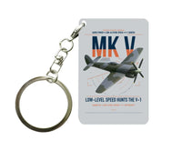 Thumbnail for Hawker Tempest Mk V design on light gray designed key chain, double-side print