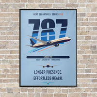 Thumbnail for Boeing 787-10 Dreamliner vertical canvas print - framed - light blue background