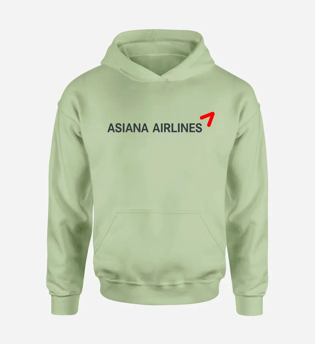 Asiana Airlines logo printed on light green hoodie