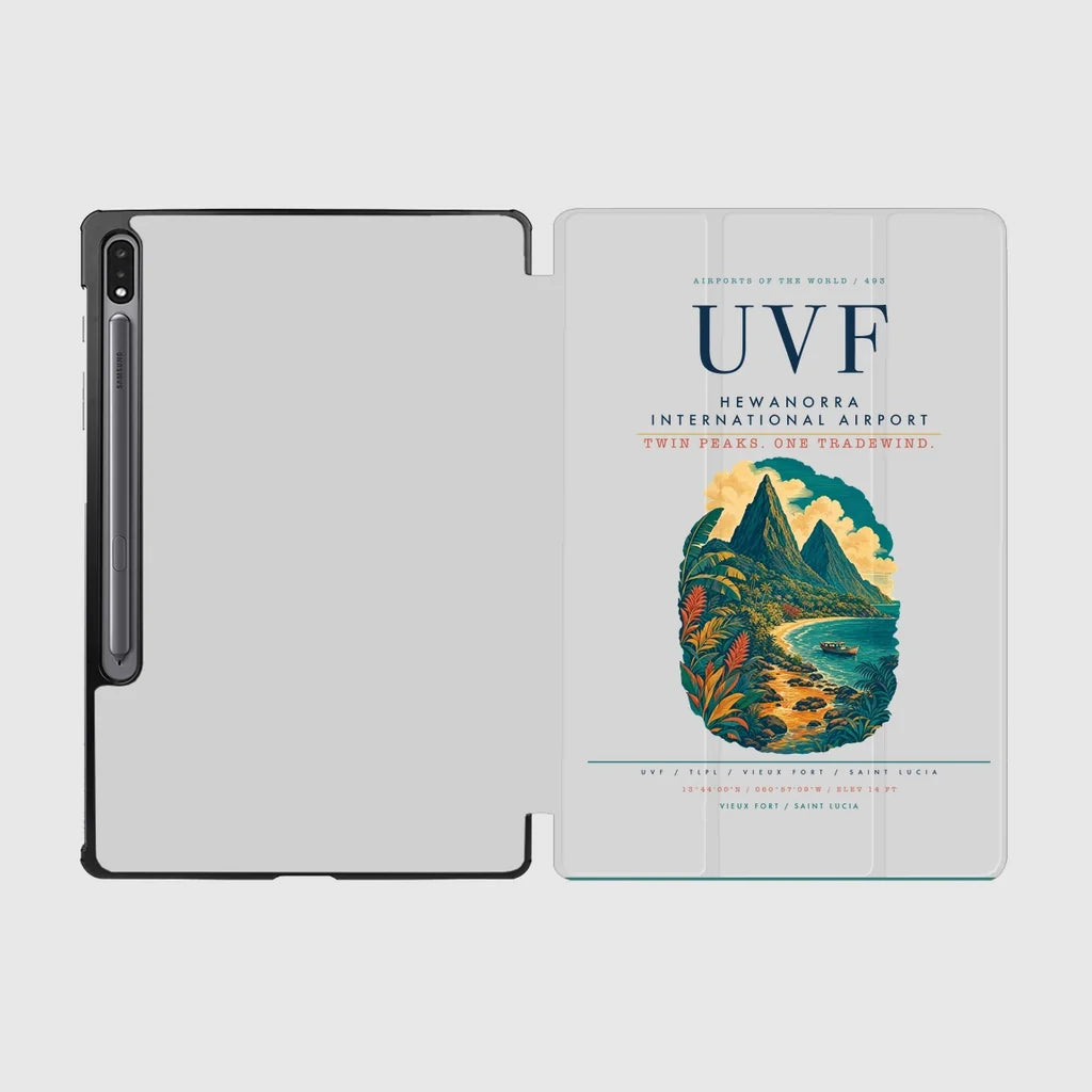 Hewanorra International Airport (UVF) design on light gray samsung tablet tablet case