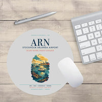 Thumbnail for Stockholm Arlanda Airport (ARN) design on light gray round mouse pad