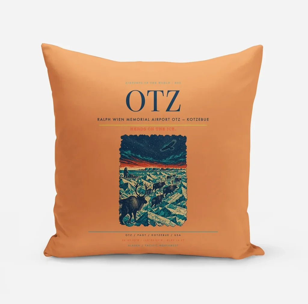 Ralph Wien Memorial Airport (OTZ) design on orange pillow