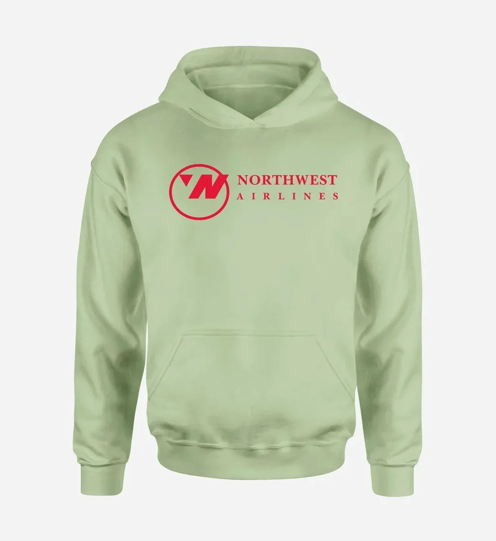 Northwest Airlines (OLD) logo printed on light green hoodie