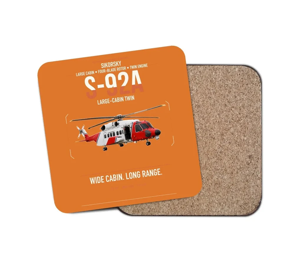 Sikorsky S-92A design on orange 1 piece coaster
