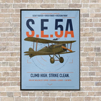 Thumbnail for Royal Aircraft Factory S.E.5a vertical canvas print - framed - light blue background