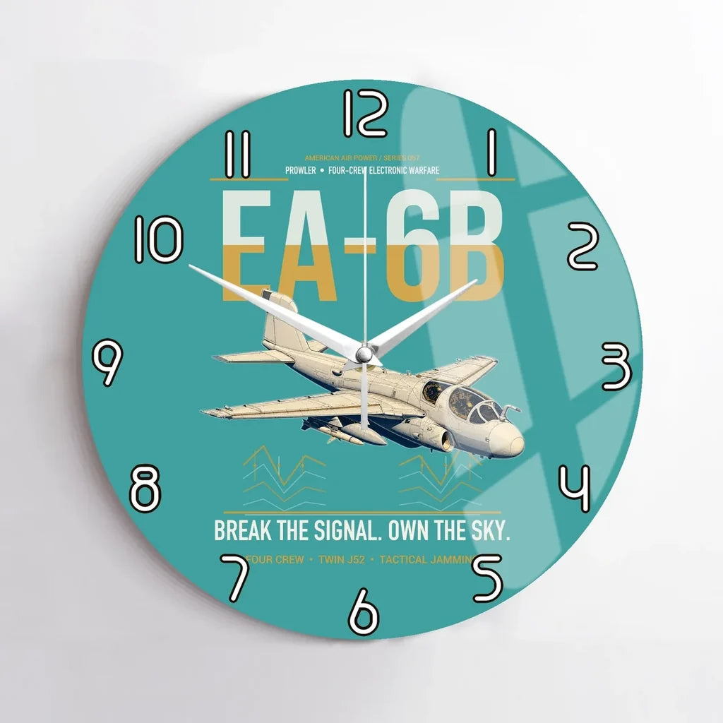 EA-6B Prowler design on turquoise no frame wall clock