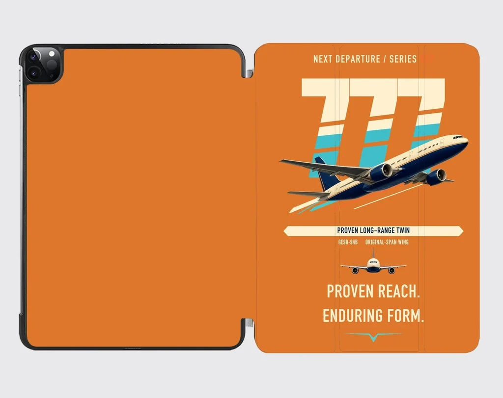 Boeing 777-200ER design on orange ipad tablet case