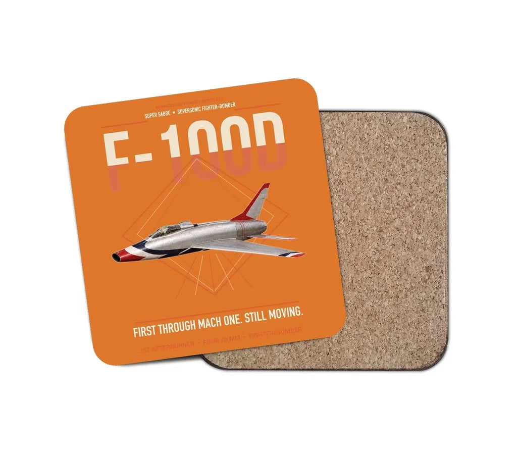 F-100D Super Sabre design on orange 1 piece coaster