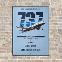 Thumbnail for Boeing 737 MAX 9 vertical canvas print - framed - light blue background