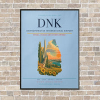 Thumbnail for Dnipropetrovsk International Airport DNK vertical canvas print - framed - light blue background