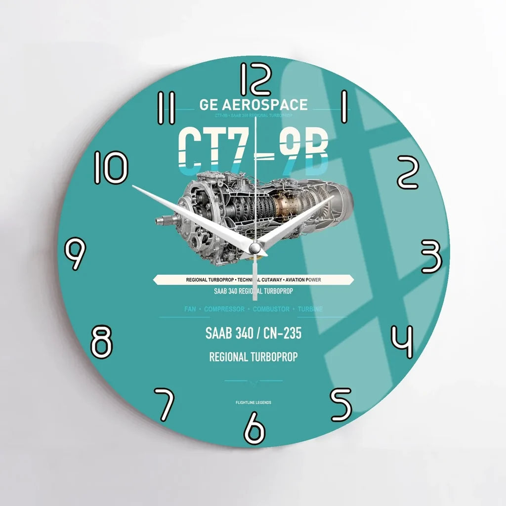 CT7-9B design on turquoise no frame wall clock