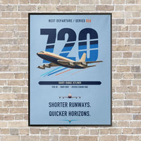 Thumbnail for Boeing 720B vertical canvas print - framed - light blue background