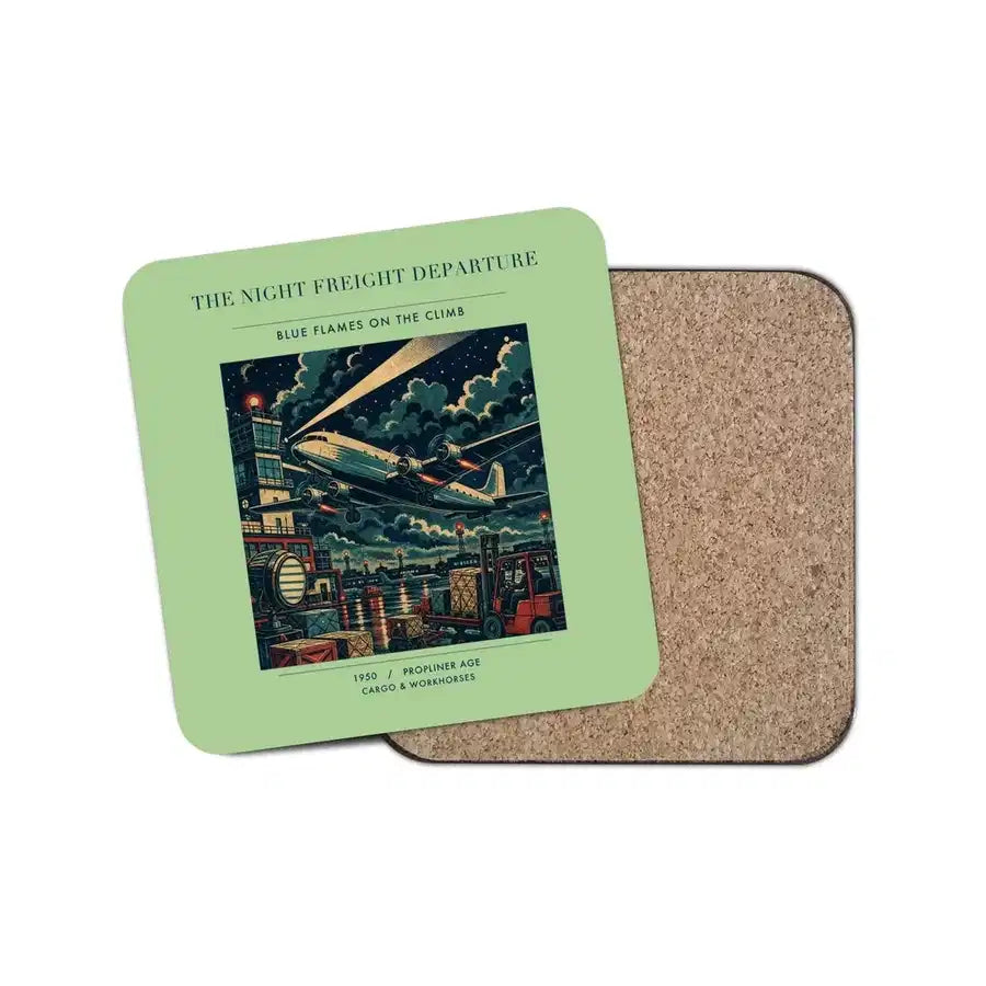 The Night Freight Departure - Designed Coasters design on light green 1-piece