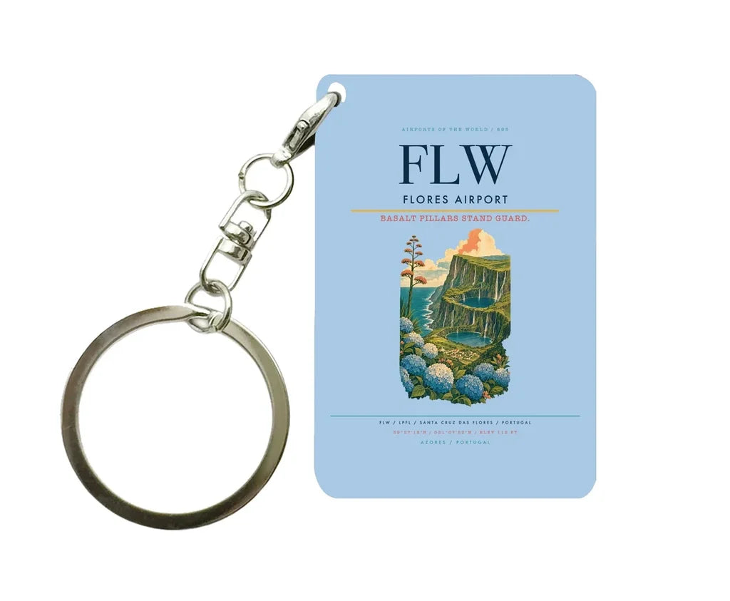 Flores Airport (FLW) design on light blue key chain