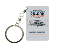 Thumbnail for Mitsubishi Sikorsky SH-60K design on light gray designed key chain, double-side print