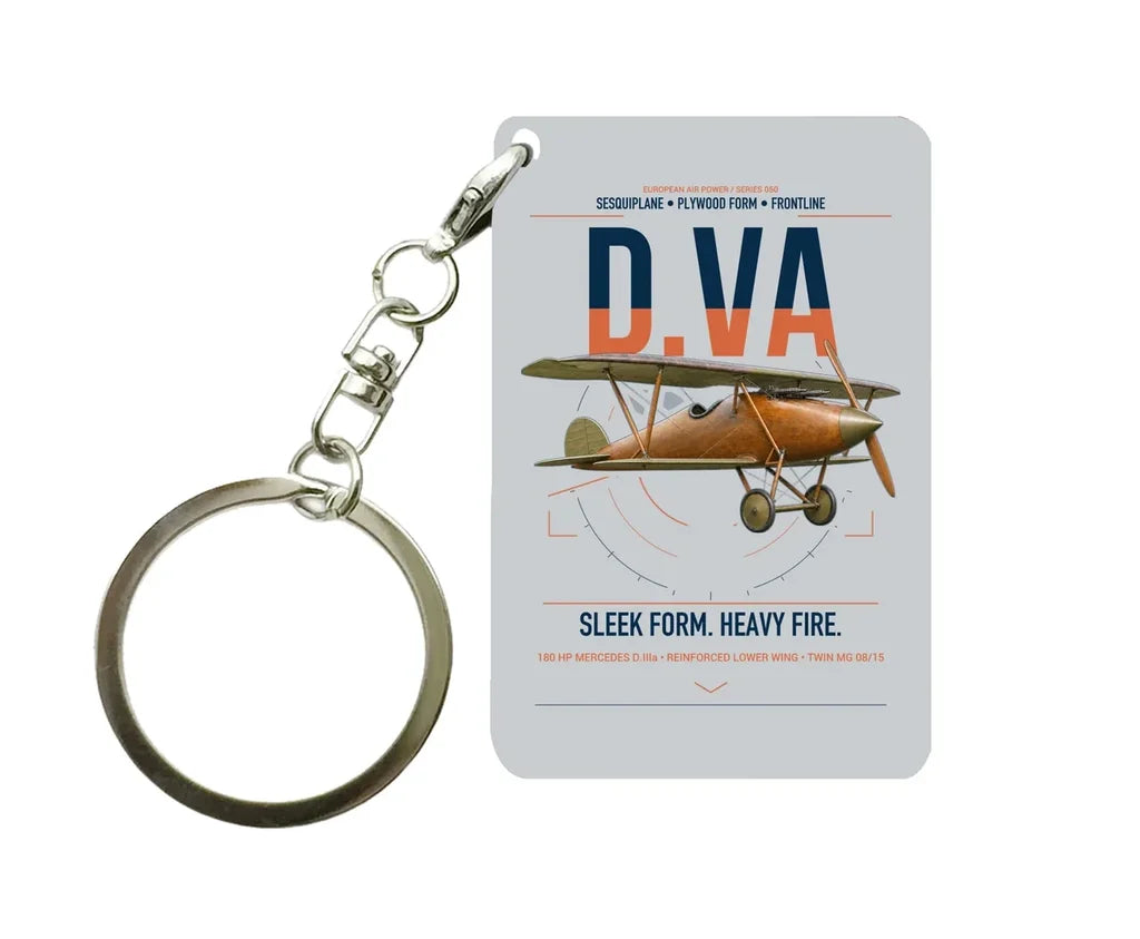 Albatros D.Va design on light gray designed key chain, double-side print