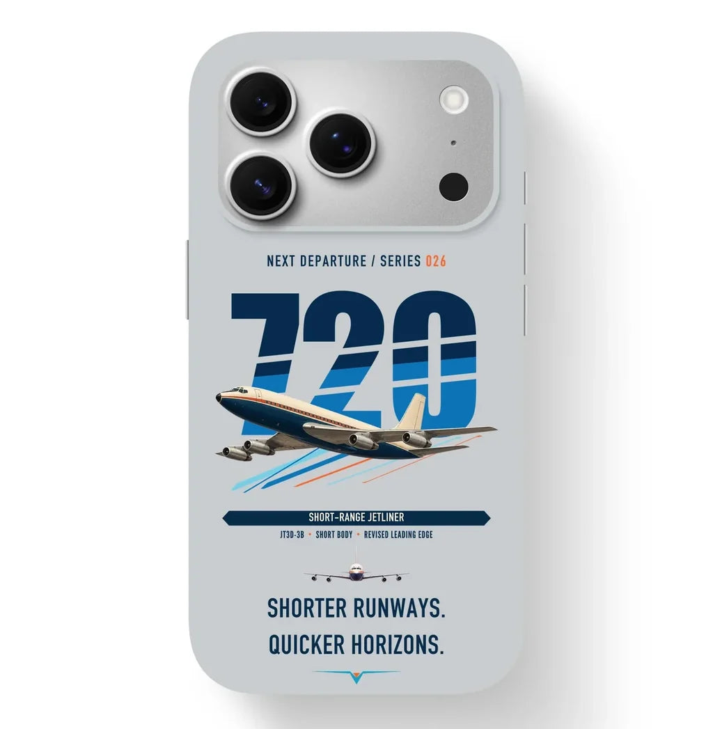 Boeing 720B design on light gray magsafe iphone case