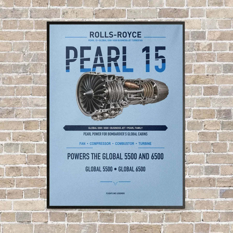 PEARL 15 vertical canvas print - framed - light blue background