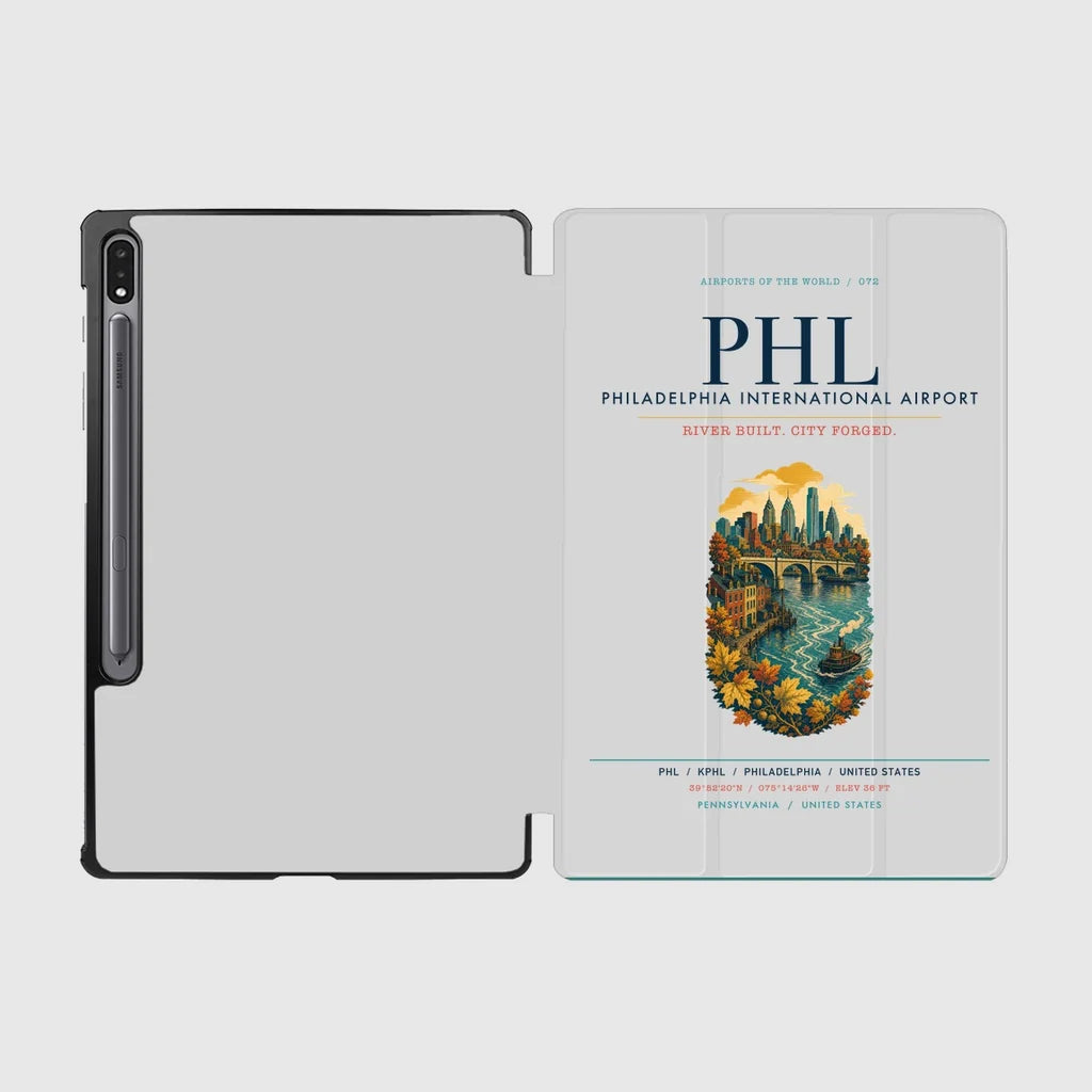 Philadelphia International Airport (PHL) design on light gray samsung tablet tablet case