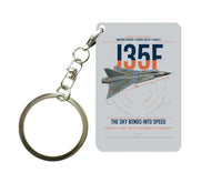 Thumbnail for Saab J 35F Draken design on light gray designed key chain, double-side print
