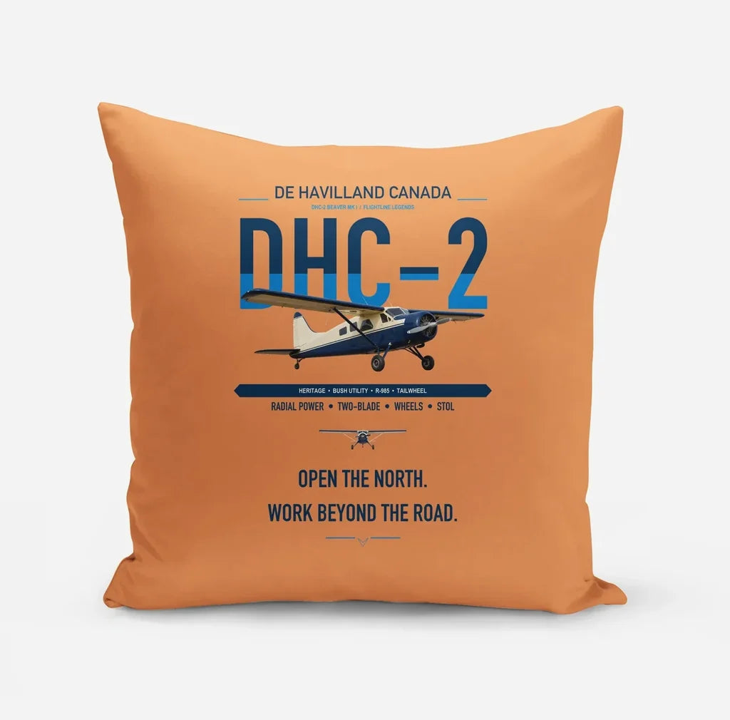DHC-2 Beaver Mk I design on orange pillow