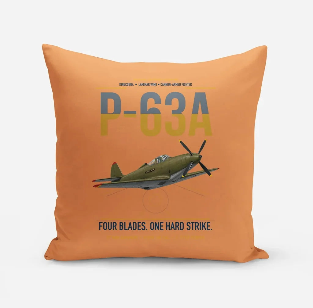 P-63A Kingcobra design on orange pillow