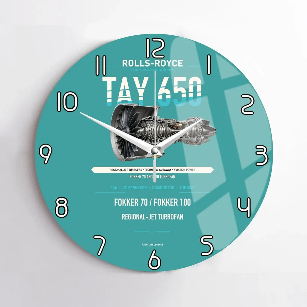 TAY 650 design on turquoise no frame wall clock