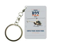 Thumbnail for Robinson R22 Beta II design on light gray designed key chain, double-side print