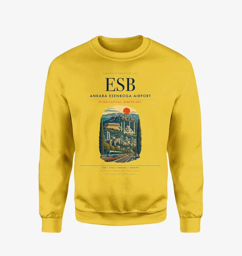 Ankara Esenboga Airport ESB Sweatshirt - Yellow