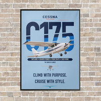 Thumbnail for Cessna 175 Skylark vertical canvas print - framed - light blue background
