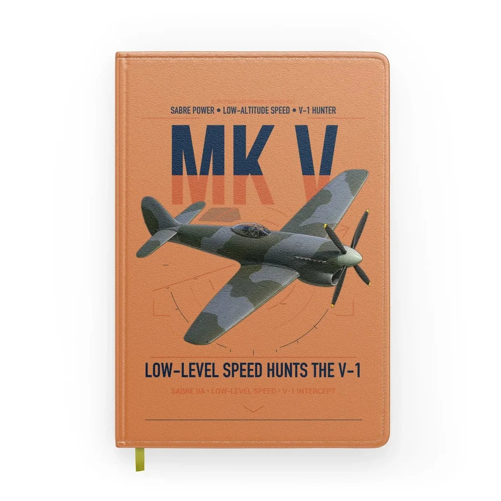 Hawker Tempest Mk V design on orange notebook