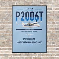 Thumbnail for Tecnam P2006T vertical canvas print - framed - light blue background