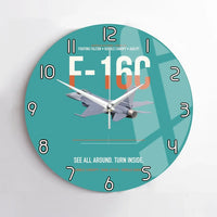 Thumbnail for F-16C Fighting Falcon See All Around Turn Inside design on turquoise no frame wall clock