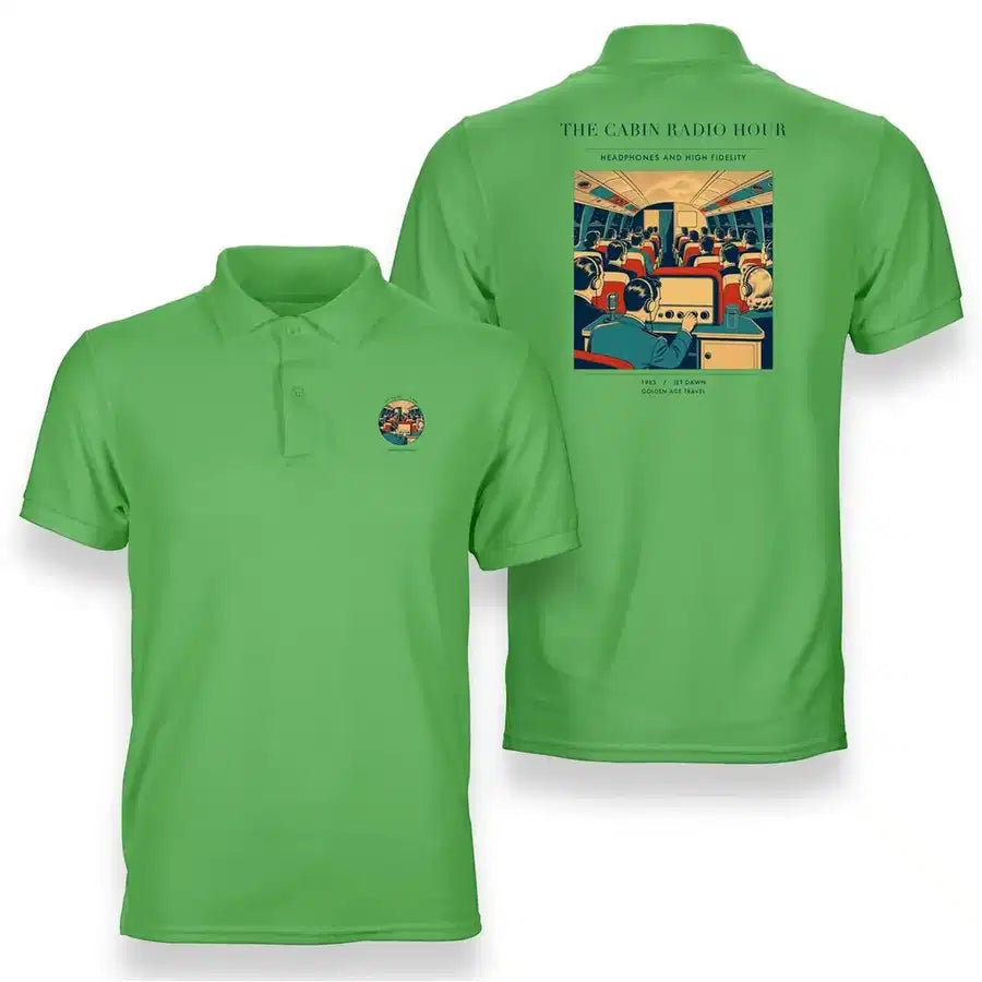 VINTAGE G4229 - The Cabin Radio Hour - Double-Side Polo T-Shirt design on lightgreen