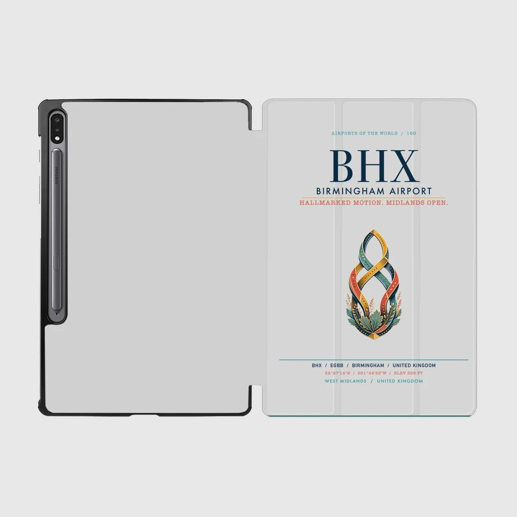 Birmingham Airport (BHX) design on light gray samsung tablet tablet case