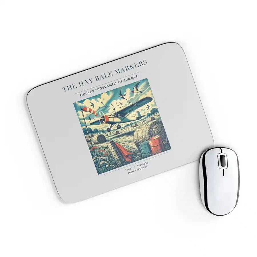 VINTAGE G4387 - The Hay Bale Markers - Designed Mouse Pads design on lightgray rectangle