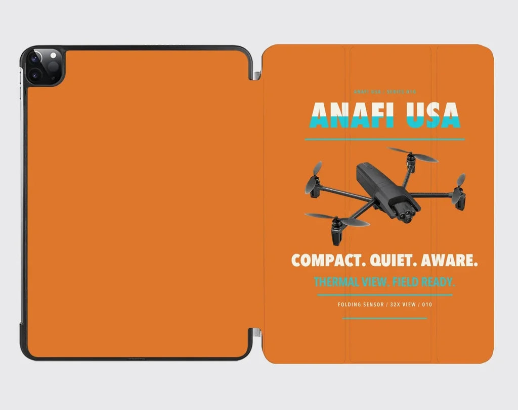 Parrot ANAFI USA design on orange ipad tablet case