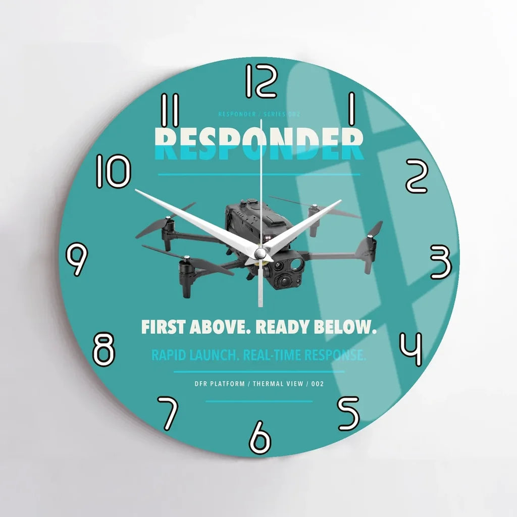 BRINC Responder design on turquoise no frame wall clock