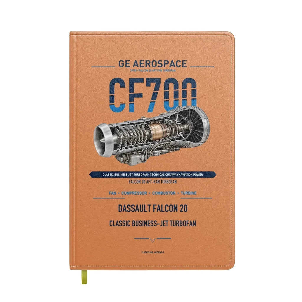 CF700 design on orange notebook