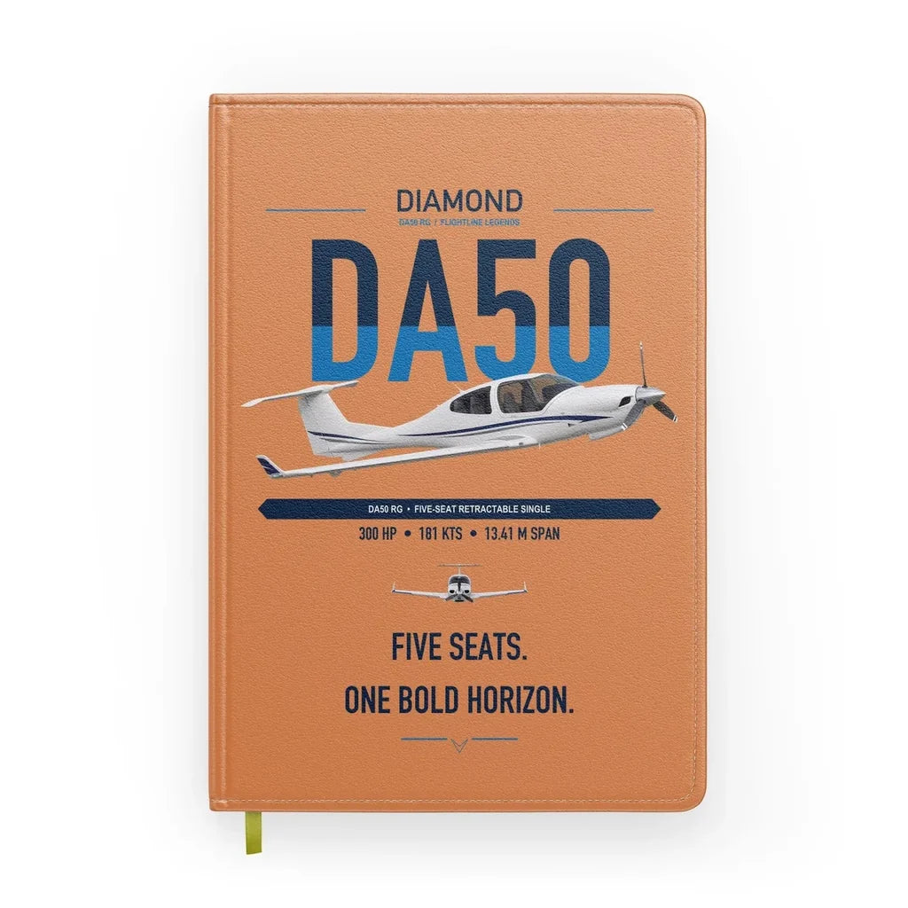 Diamond DA50 RG design on orange notebook
