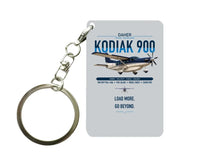 Thumbnail for Daher Kodiak 900 design on light gray designed key chain, double-side print