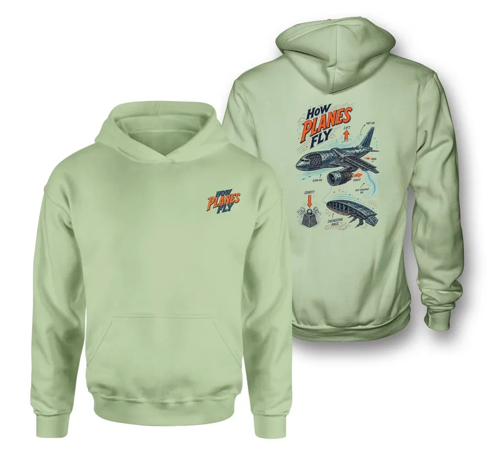 SIGNAL 616 - How Planes Fly V2 - Double-Side Hoodie design on light green double side hoodie