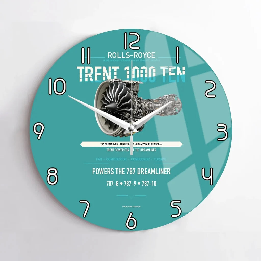 TRENT 1000 TEN design on turquoise no frame wall clock